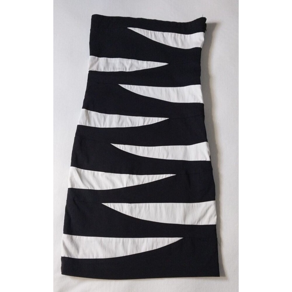 VTG Y2K Body Central Women's Small Strapless Bodycon Dress Mini Black White
